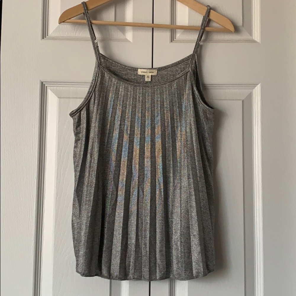 UO Silence + Noise Silver Pleated Tank
